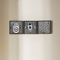 WoodColor - Aztek Figürleri - Kuş, El, Güneş (3 Parça)