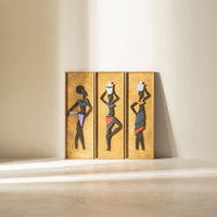 WoodAfrican  - Afrika Kadınları Ayo - Esi - Nia (Kabartma - Ceviz)