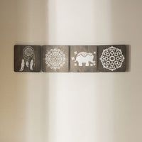 WoodColor - Black Mandala Seti (4 Parça)