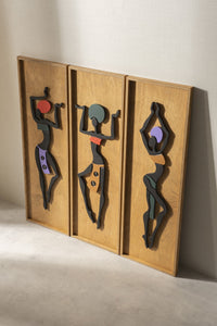 WoodAfrican  - Afrikalı Dansçı Kadınlar (Kabartma - Ceviz)