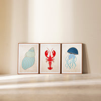 WoodMarine - Lobster Jellyfish Seashell Set