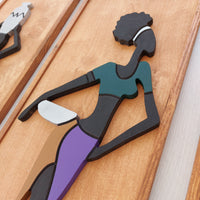 WoodAfrican  - Afrika Kadınları Ayo - Esi - Nia (Kabartma - Ceviz)