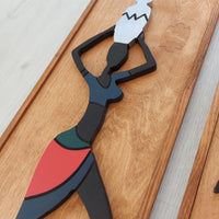 WoodAfrican  - Afrika Kadınları Ayo - Esi - Nia (Kabartma - Ceviz)