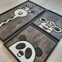 WoodColor - Panda, Zürafa, Maymun Set (3 Parça)