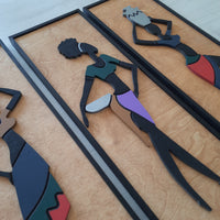 WoodAfrican  - Afrika Kadınları Ayo - Esi - Nia (Kabartma - Ceviz)