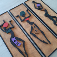 WoodAfrican  - Afrikalı Dansçı Kadınlar (Kabartma - Ceviz)