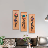 WoodAfrican  - Afrikalı Dansçı Kadınlar (Kabartma - Ceviz)