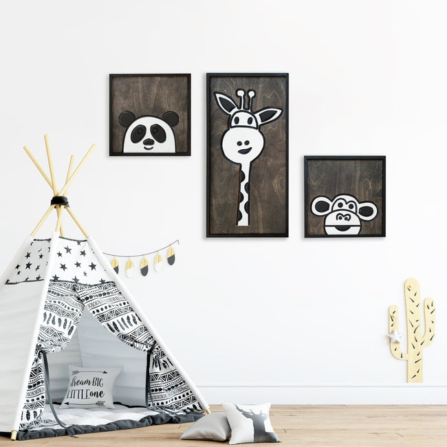 WoodColor - Panda, Zürafa, Maymun Set (3 Parça)