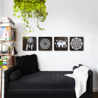WoodColor - Black Mandala Seti (4 Parça)